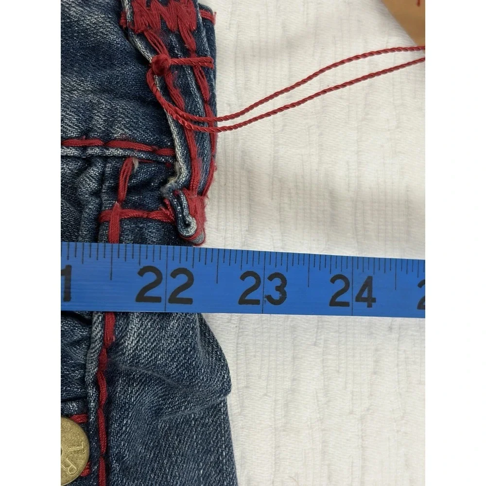 NWT!!! True Religion Ricky Flap T Jeans, Relaxed Straight, Sz 44 Red Stitching